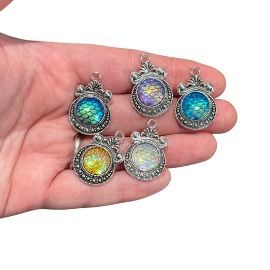 5pcs Assorted Mermaid Fish Scale Charms