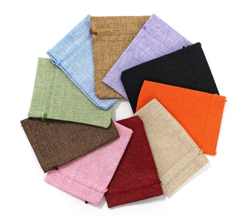 5/10 Assorted Colors Burlap Bags 7x9cm