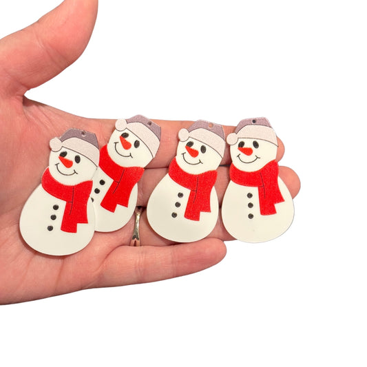 4pcs Classic Snowman in Red Scarf Charms