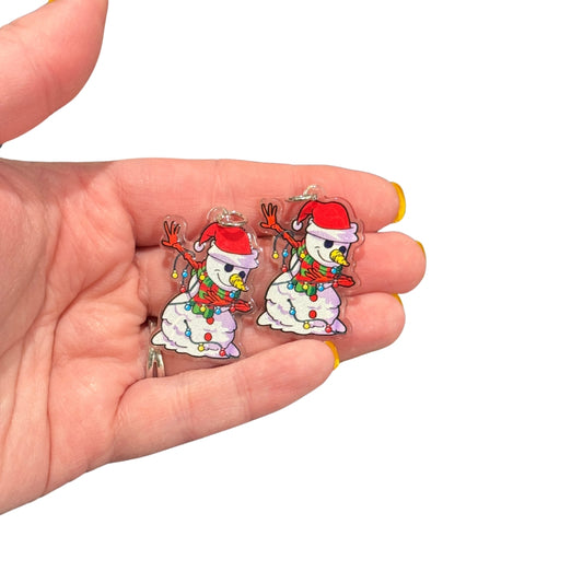 2pcs Dabbing Snowman with lights & Santa Hat Charms