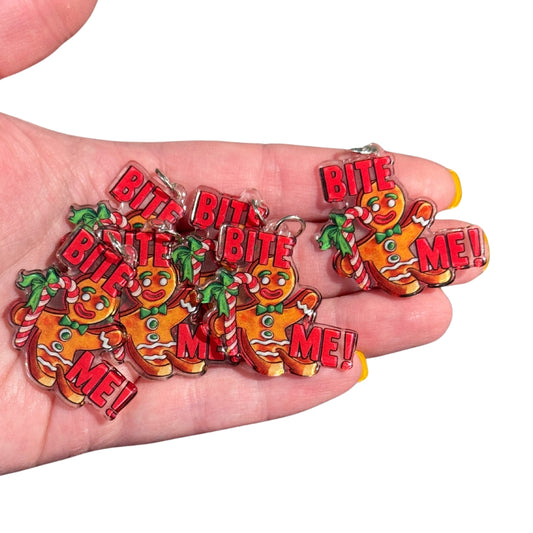 6pcs Gingerbread Man Cookie BITE ME Charms