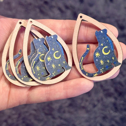 4pcs Starry night cat Charms