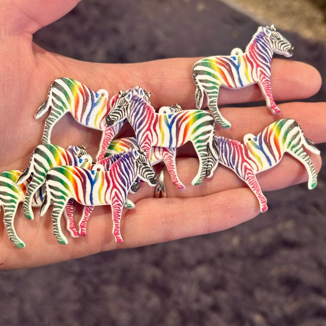 8pcs Rainbow Zebra Charms