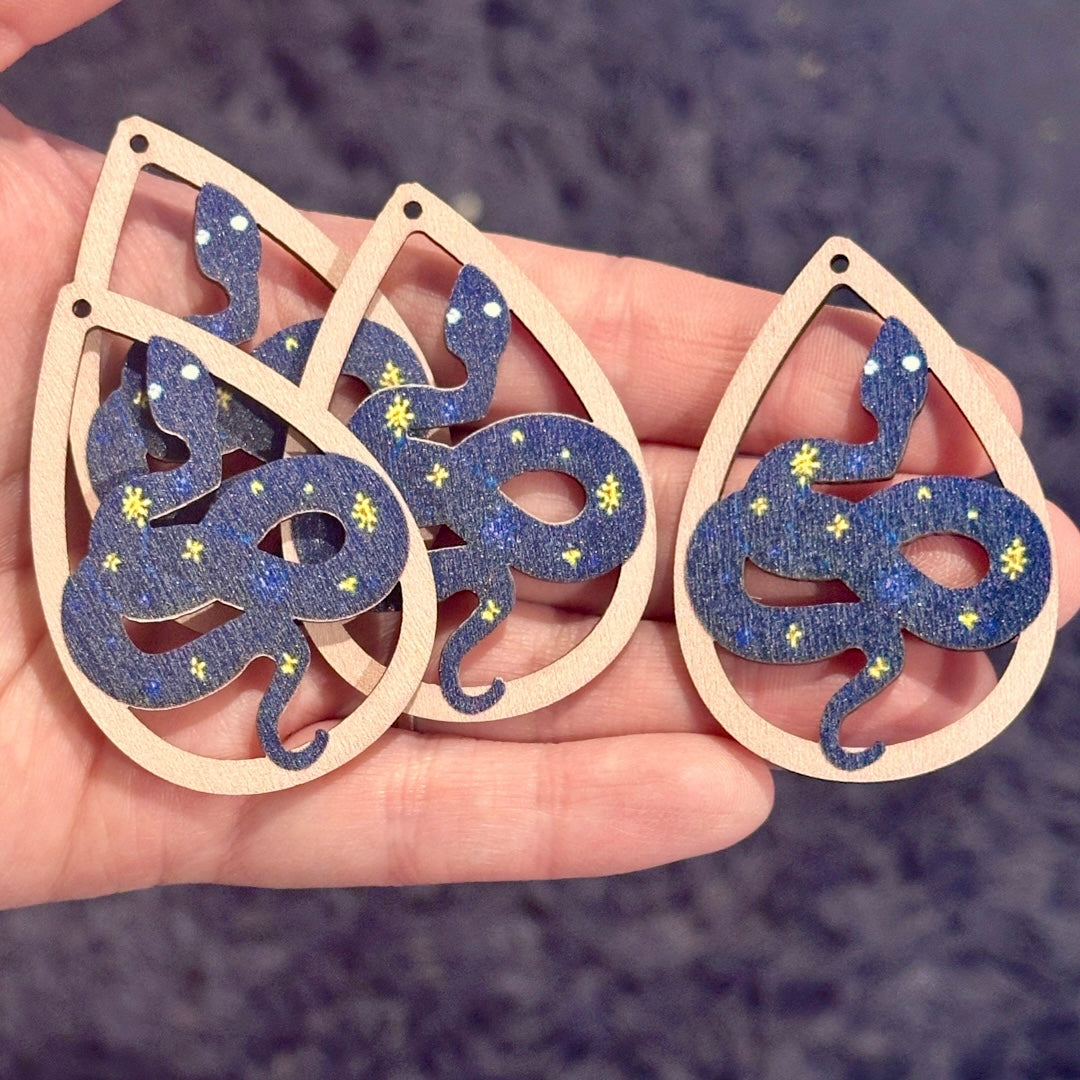 4pcs Starry night snake Charms