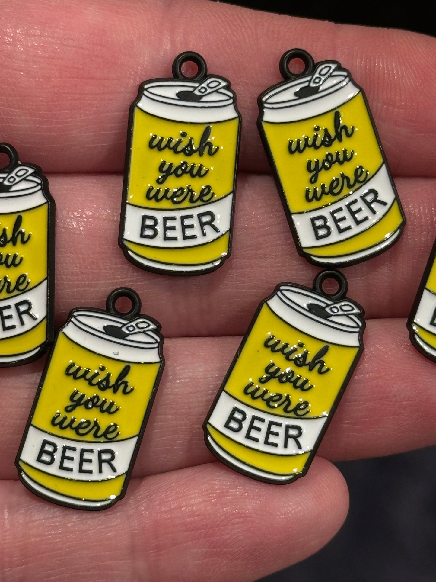 6pcs Wish You Were Beer Charms