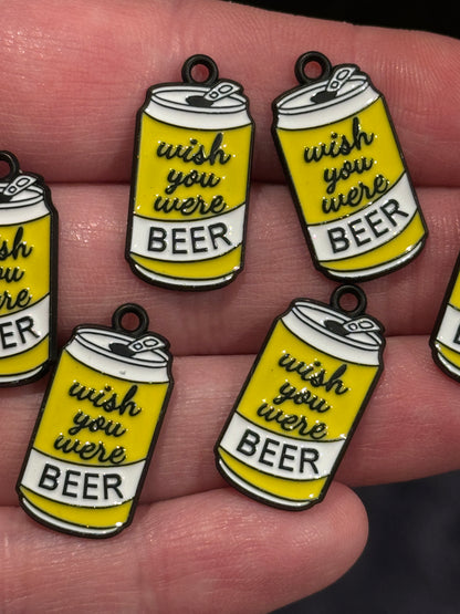 6pcs Wish You Were Beer Charms