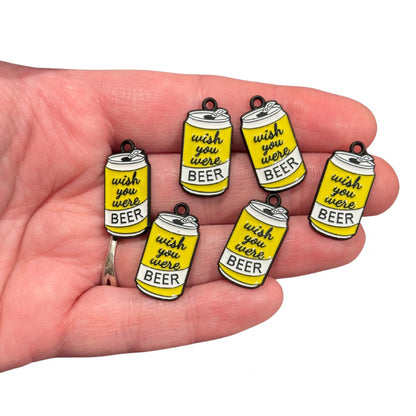 6pcs Wish You Were Beer Charms