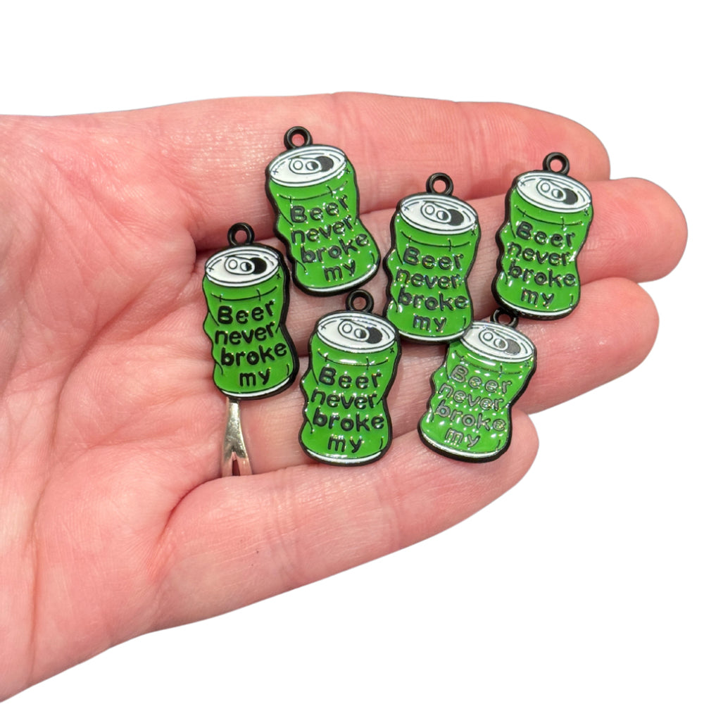 6pcs Beer Never Broke My Heart charms