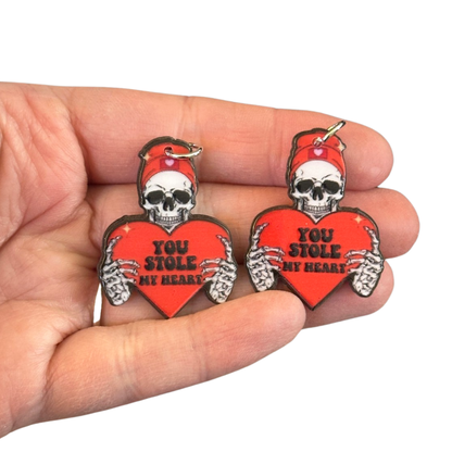 8pcs You Stole my Heart Skeleton Charms