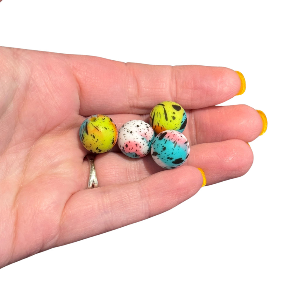 4pcs Watercolor Splatter Focal Beads