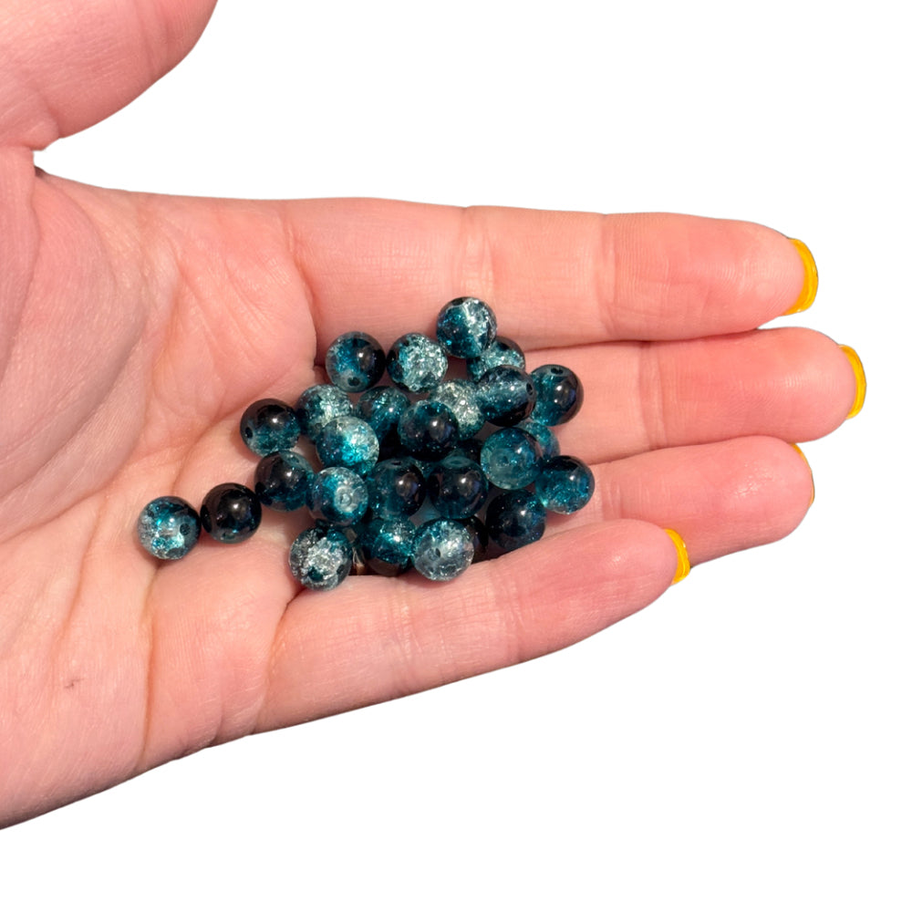 30pcs 8mm Peacock blue glass beads