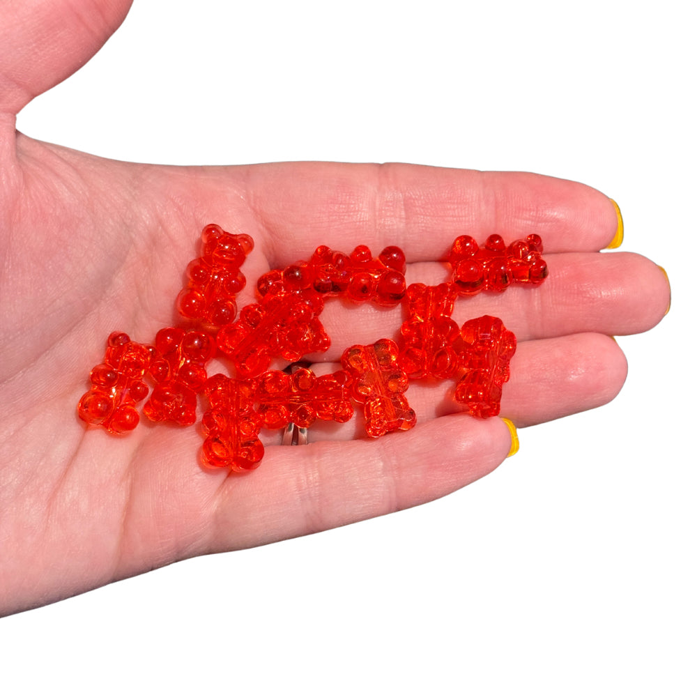 12pcs Red Gummy Bear Focal Beads