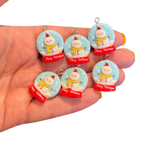 6pcs Winter Snow Globe Charms