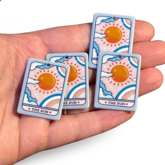 4pcs The Sun Tarot Card Charms (with Clouds)