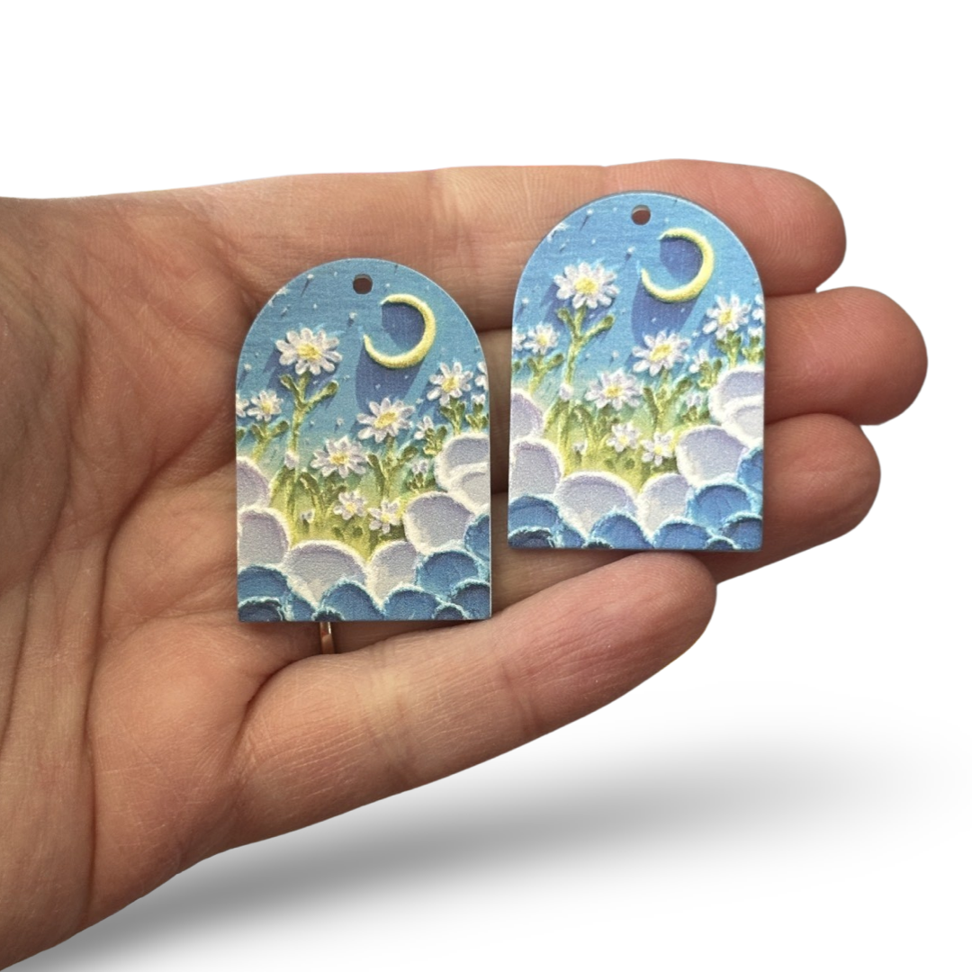 2pcs Moon over Flowers Charms