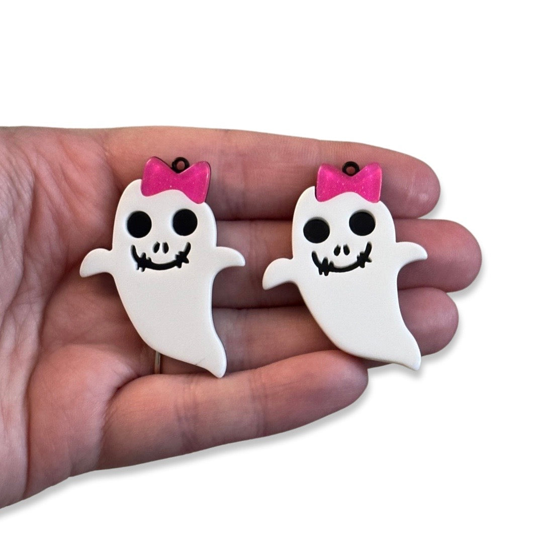 4pcs Ghost with pink bow Charms