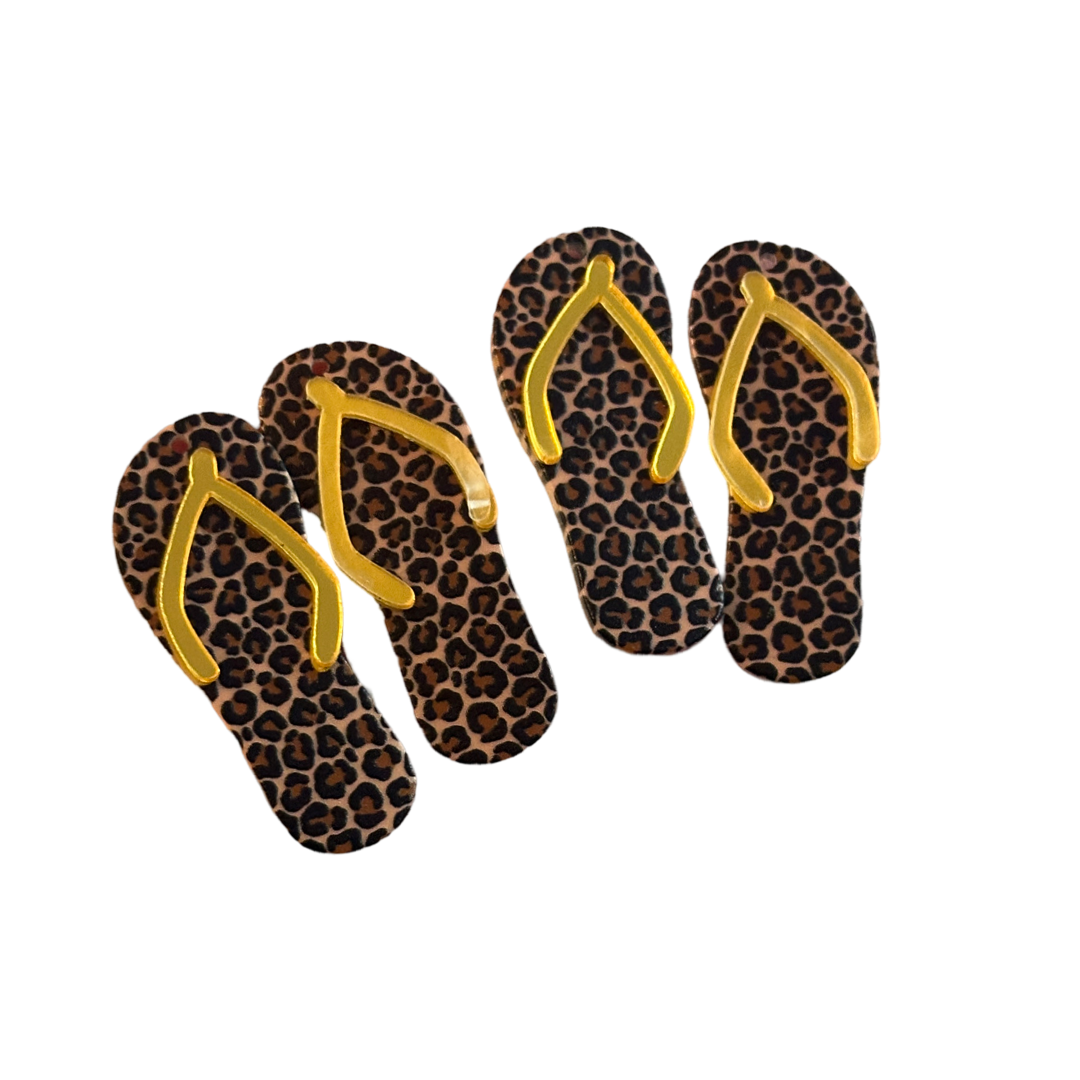 4pcs Animal print flip flop charms