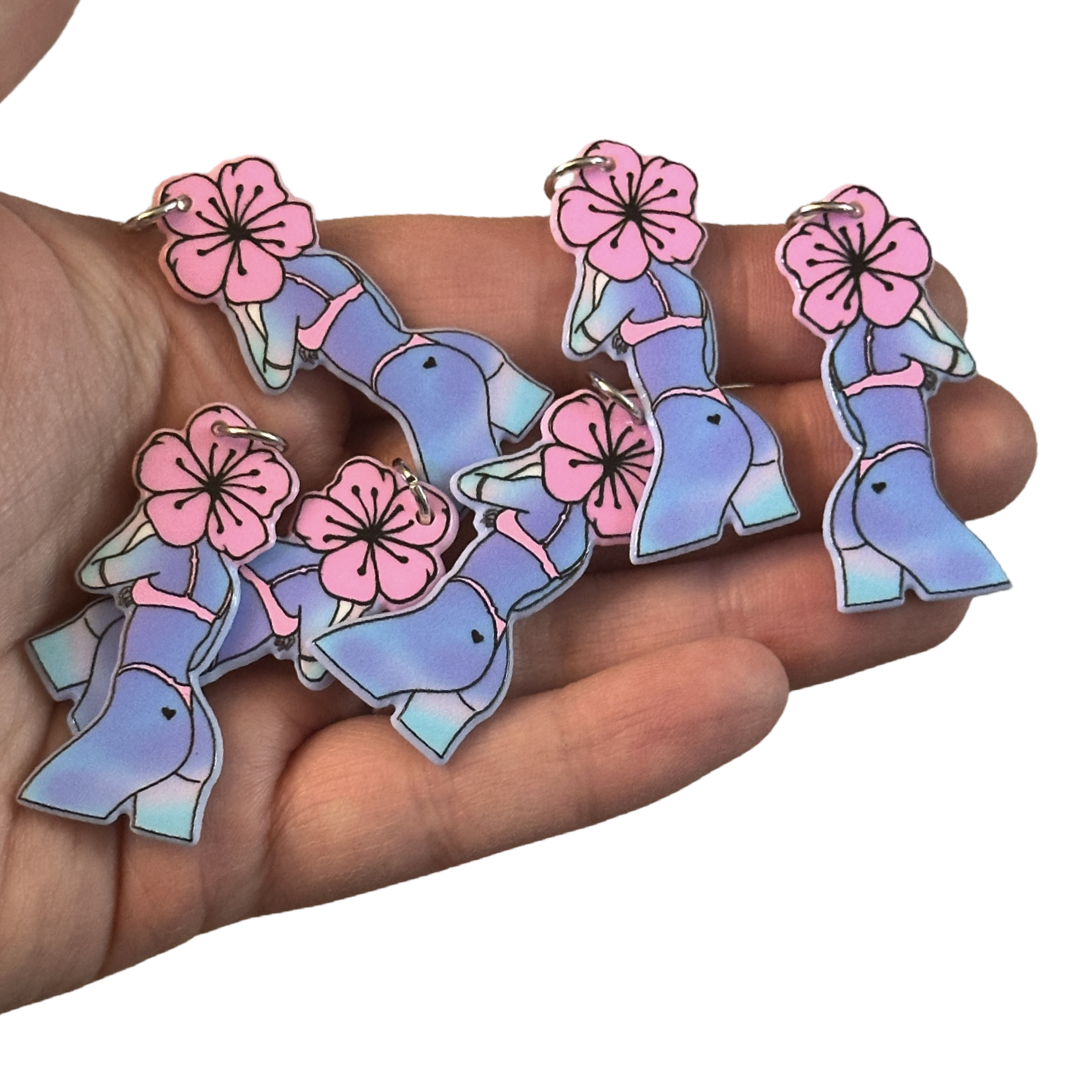 14pcs Blue woman in bikini flower head Charms