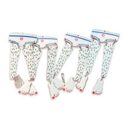 4pcs Hairy Legs Underwear painted toes charms