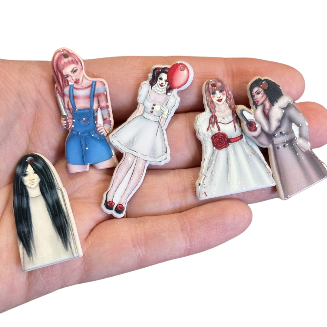 5pcs Horror Goth Girl Charms