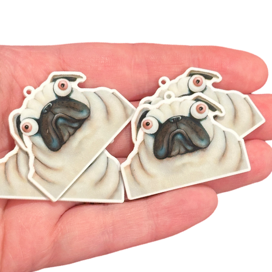 4pcs Pug funny eyes Charms