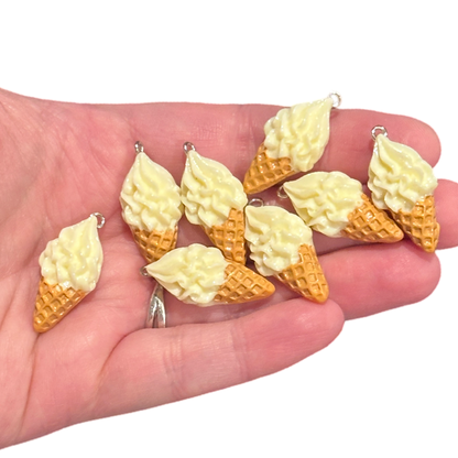 8pcs soft serve Vanilla Ice Cream Cone Charms