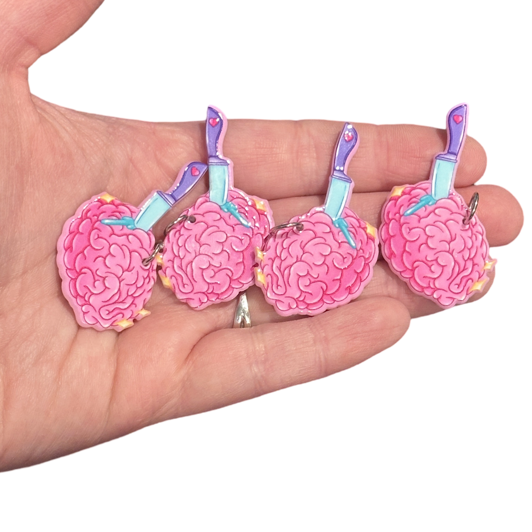 4pcs pink purple Knife Brain Charms