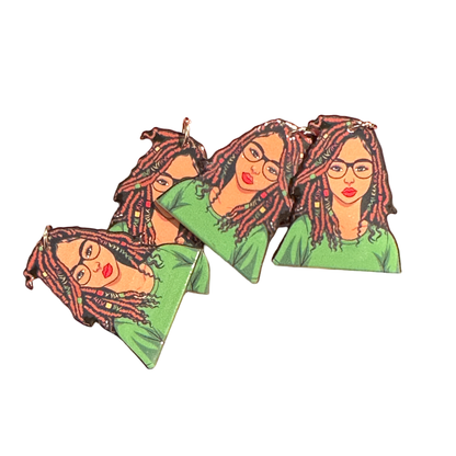 8pcs Black Woman with Dreads Charms