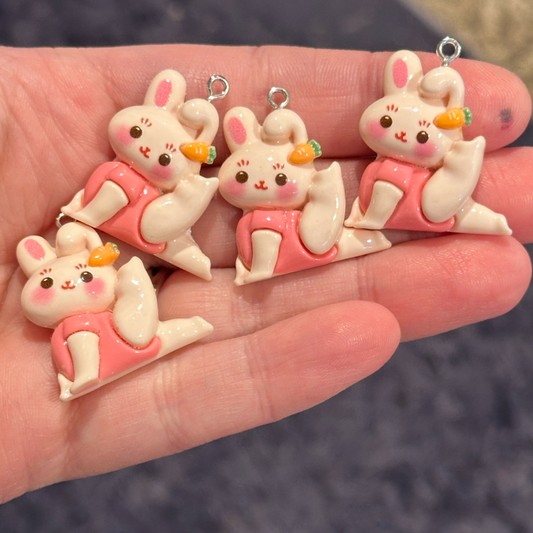 4pcs Pink Yoga Bunny charms