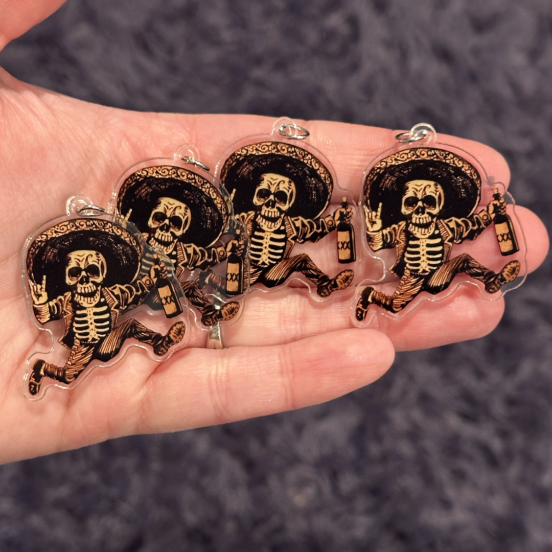 4pcs Mexican Skeleton running Beer Charms