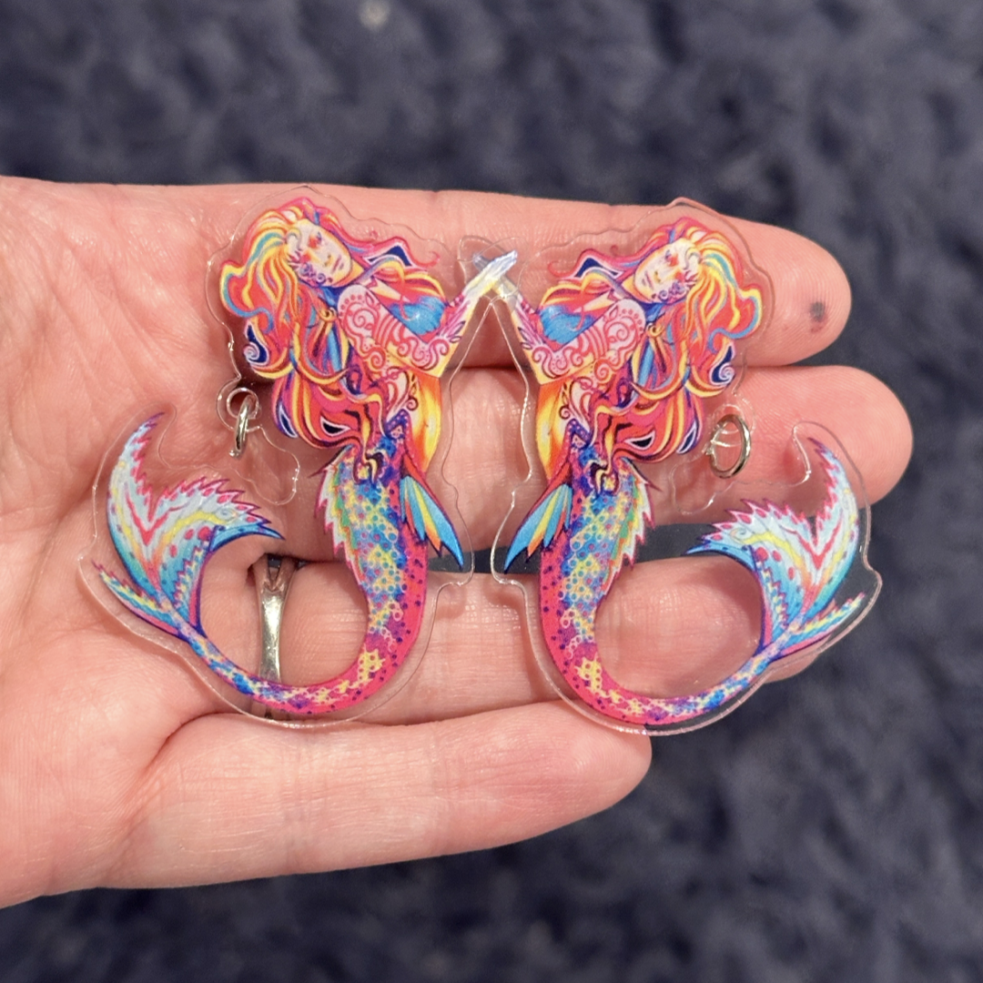 2pcs Neon Mermaid Charms