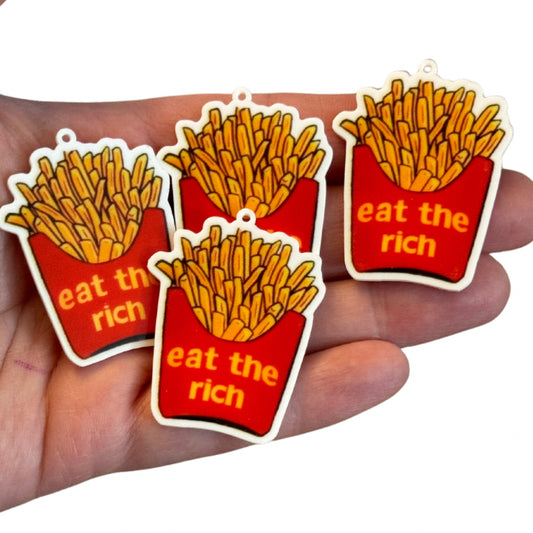 4pcs Eat the Rich Fries Charms