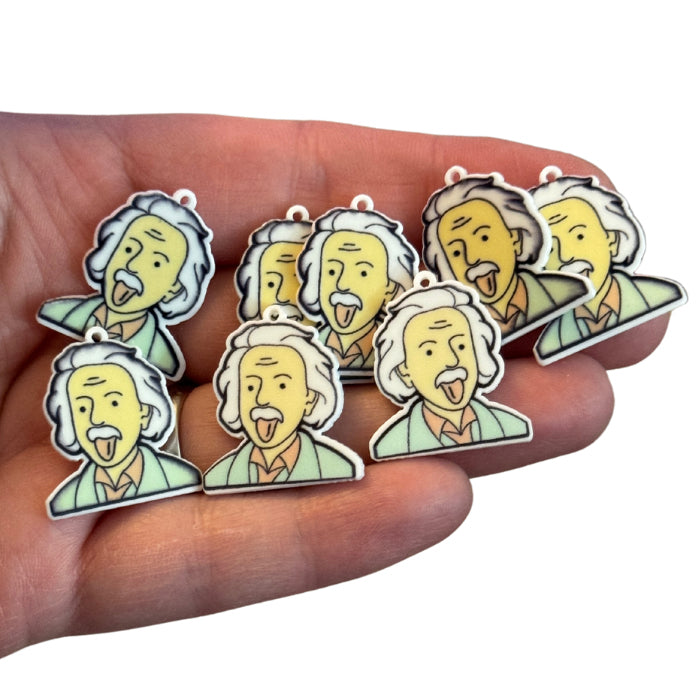 8pcs Albert Einstein Tongue Out Charms