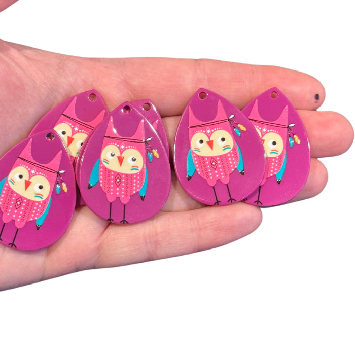 6pcs purple hippie owl charms