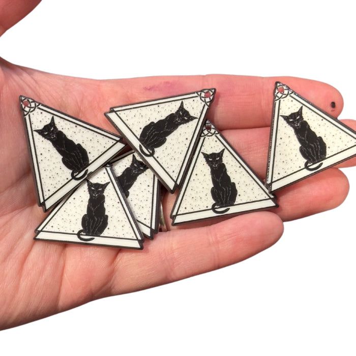 6pcs Black Cat in white triangle charms