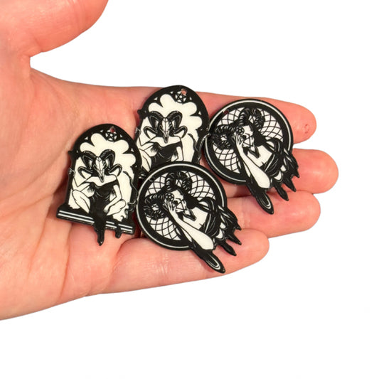 4pcs 2 Designs Devil Horned Lace Girl charms