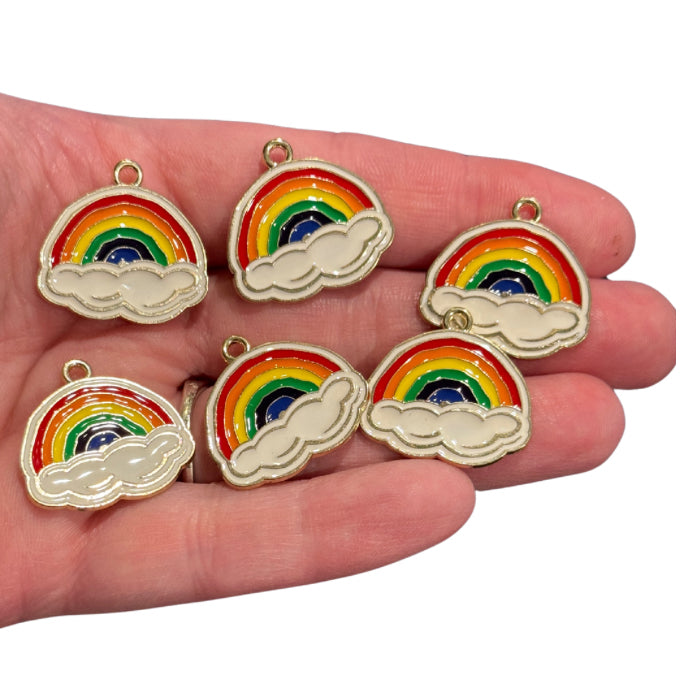 6pcs Enamel Rainbow Charms