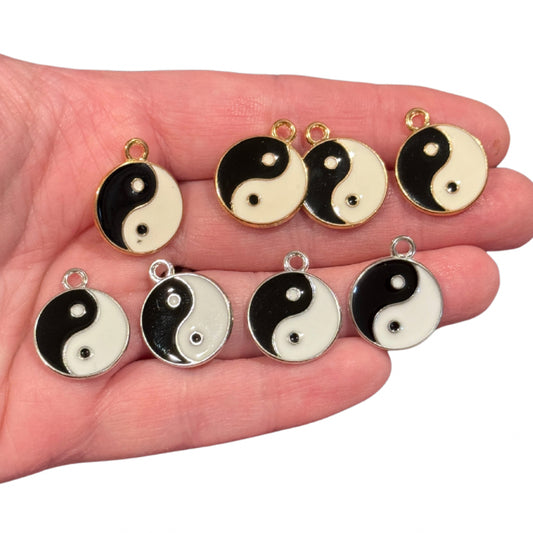 8pcs Yin Yang Silver and Gold Charms