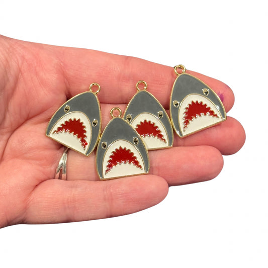 4pcs Grey Shark Charms