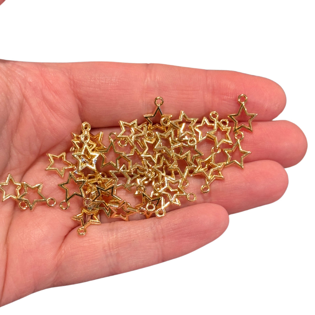 40pcs Tiny Gold tone cutout Star Charms