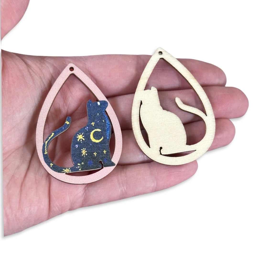 4pcs Starry night cat Charms