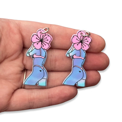 14pcs Blue woman in bikini flower head Charms