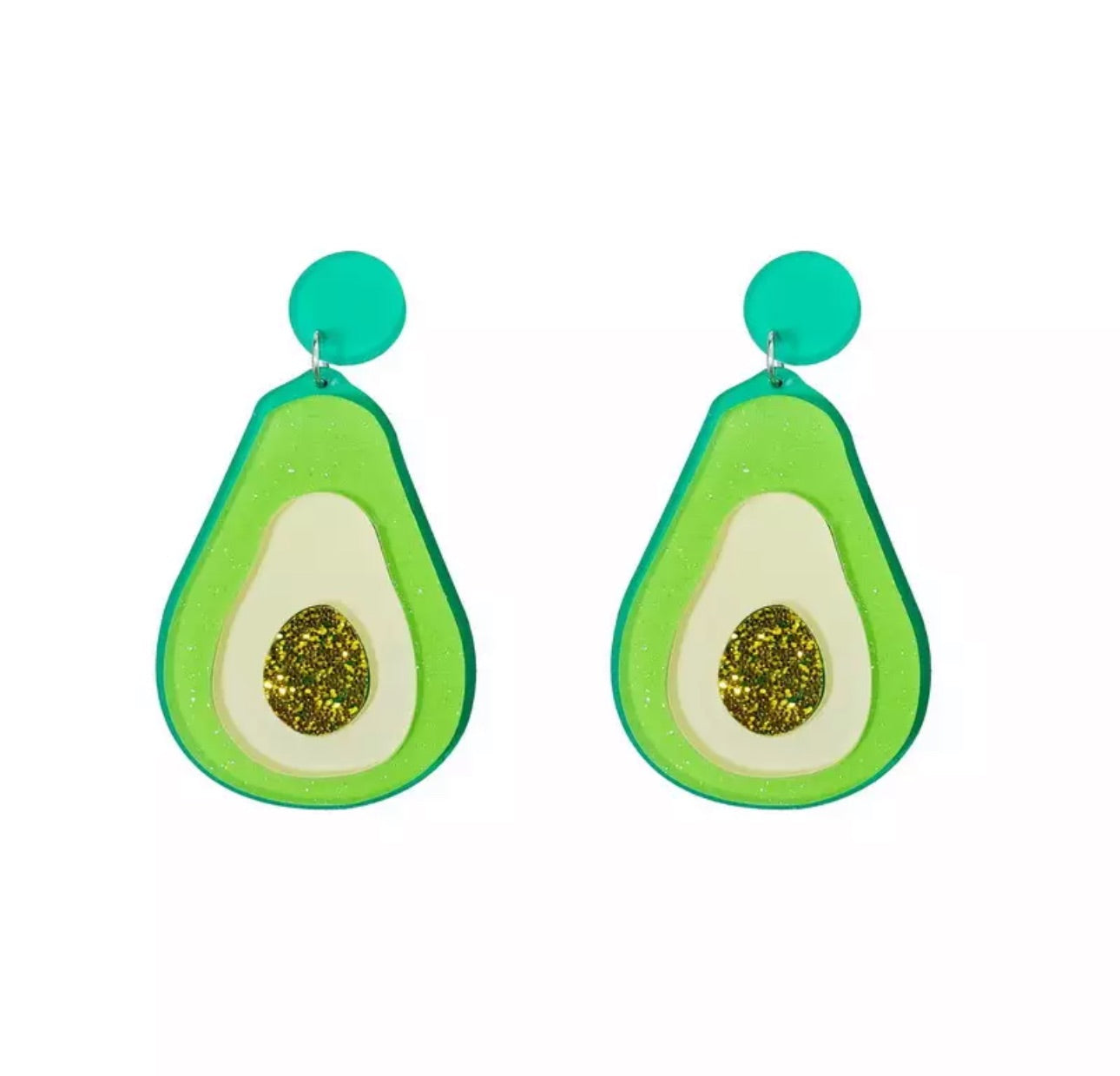 2pcs stud Avocado glitter earrings Charms