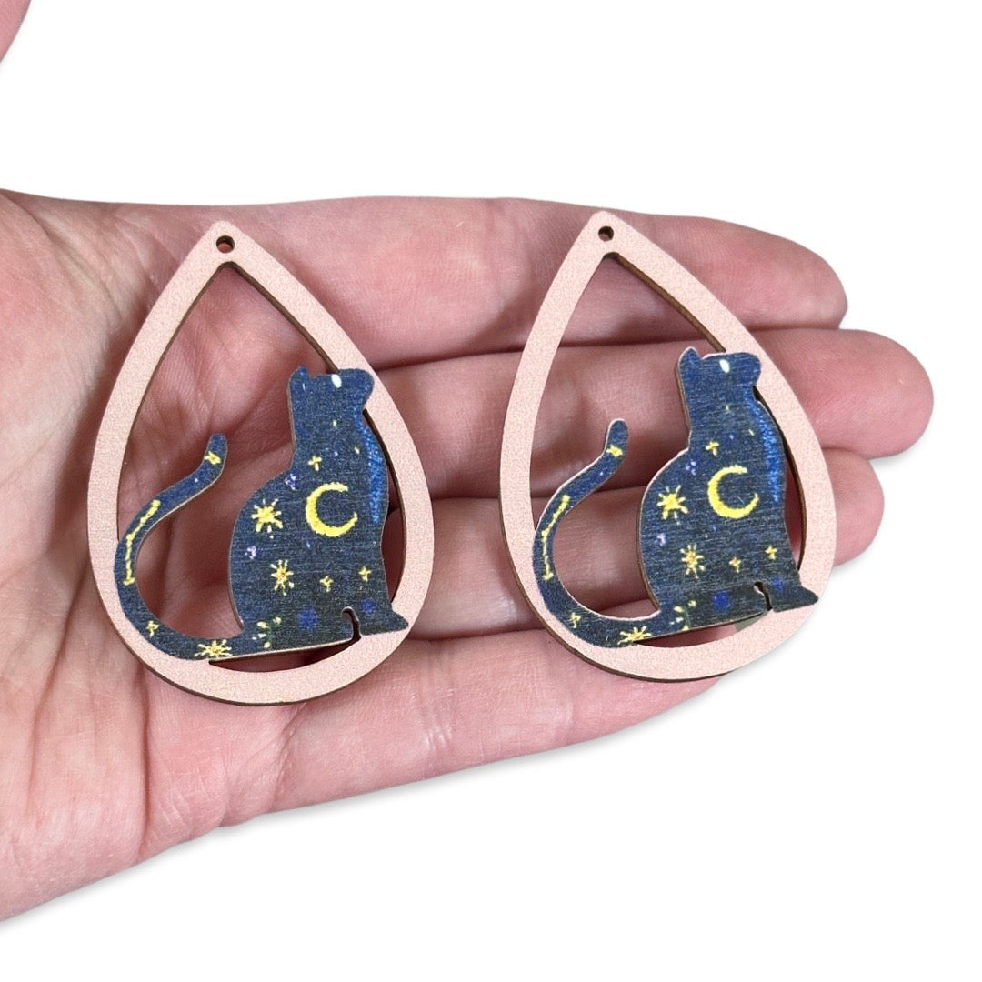 4pcs Starry night cat Charms