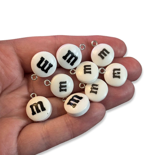 9pcs White Mms charms