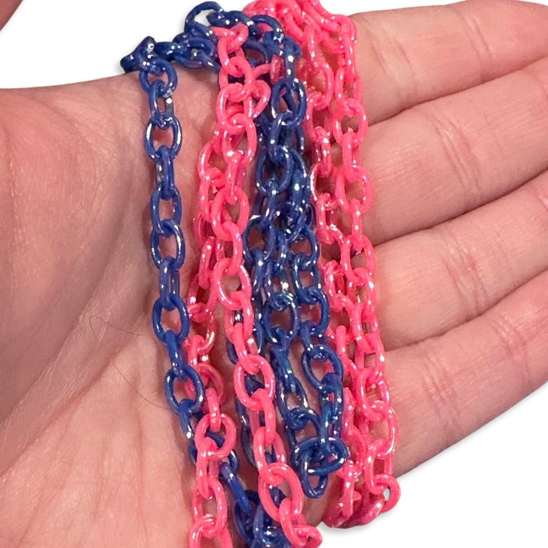 50cm Metallic blue or pink chain