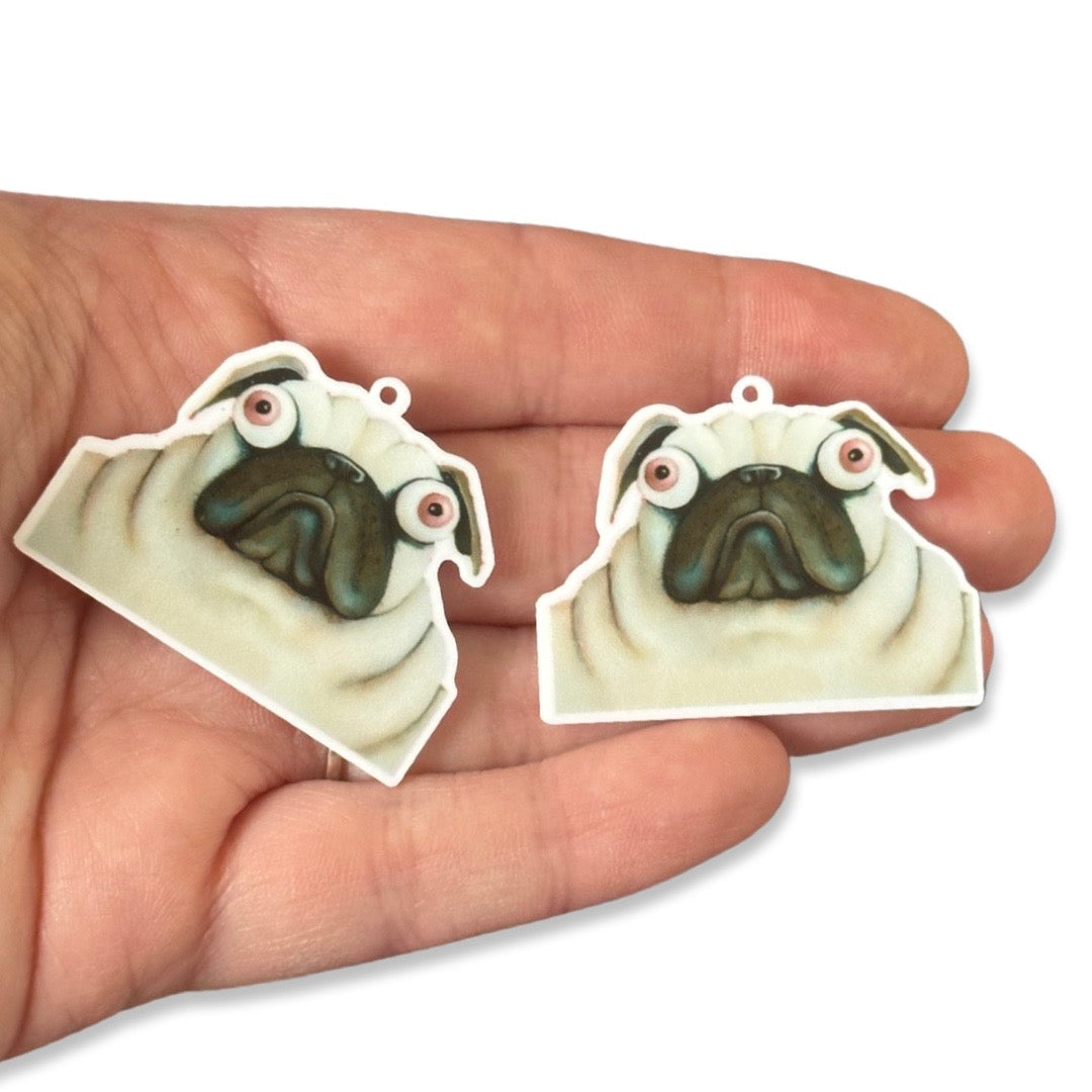 4pcs Pug funny eyes Charms