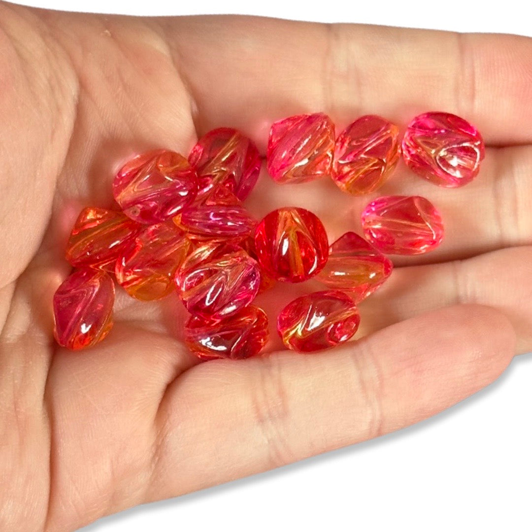 20pcs  pink yellow polygon Acrylic Beads