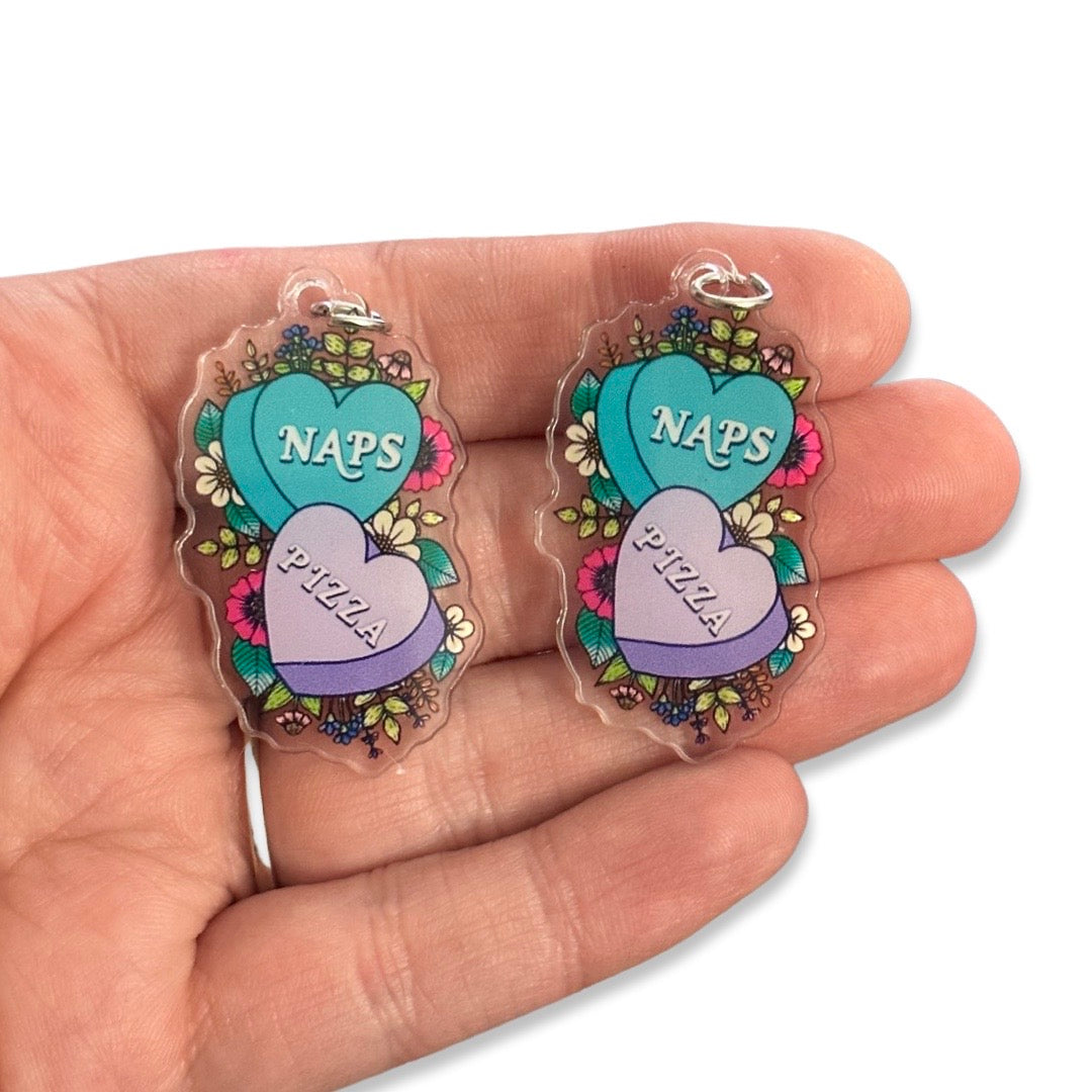 2pcs Naps and Pizza candy hearts Charms