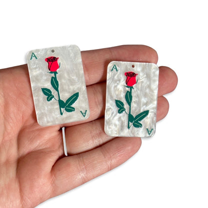 4pcs Ace Rose playing card charms